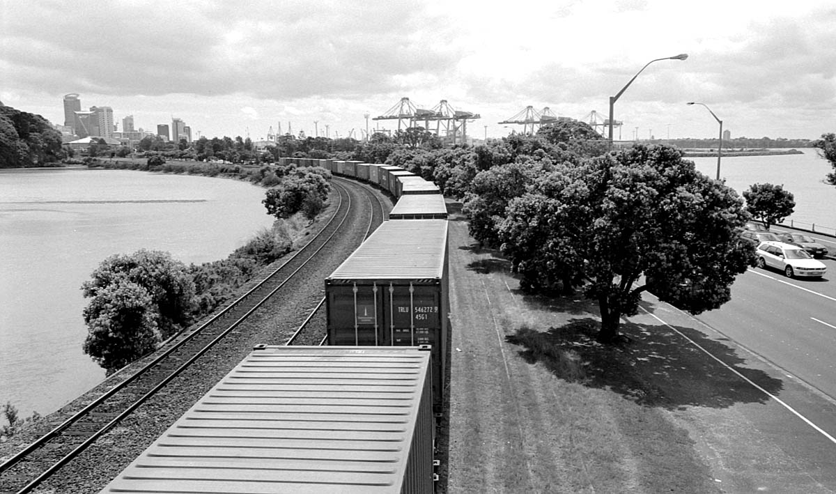 fotka / image pohled na pstav a CBD od vchodu, Auckland v lt, New Zealand