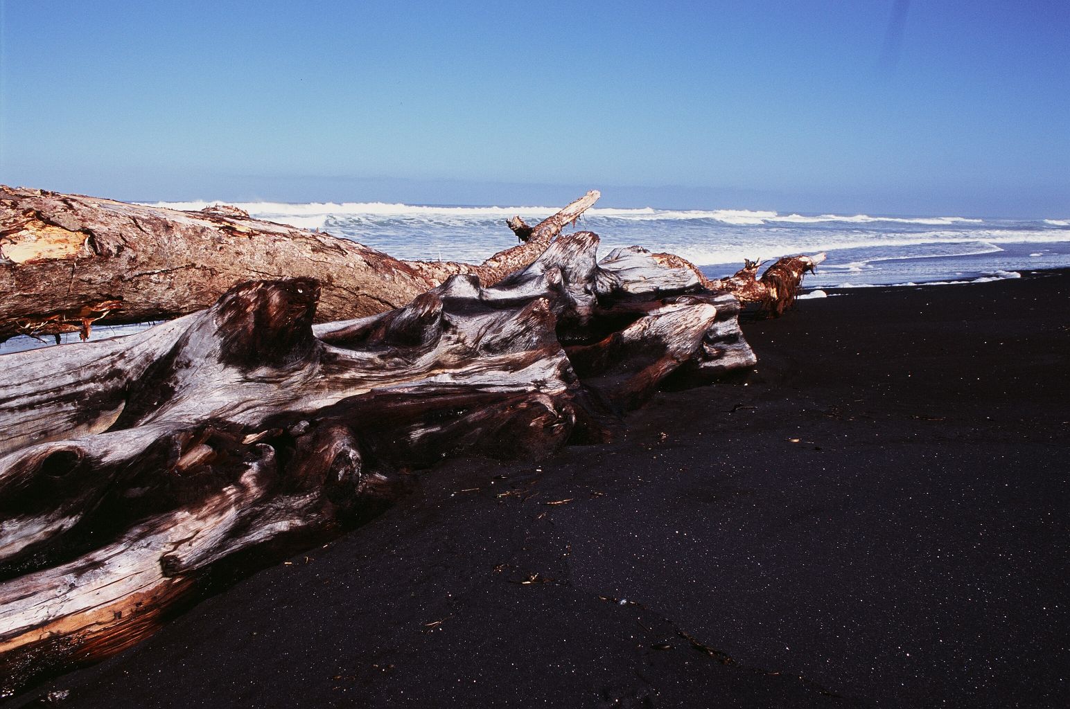 fotka / image cerne plaze Taranaki, z Aucklandu do Wellingtonu
