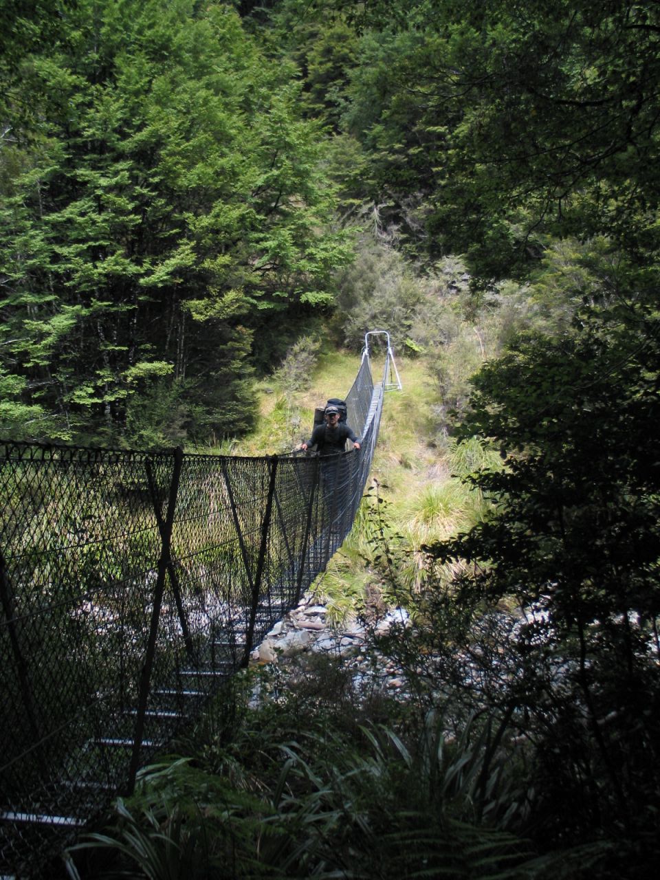 fotka / image suspension bridge a ja, New Zealand